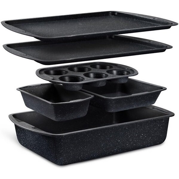 Bakken-Swiss 6-Piece Bakeware Set, Stackable Non-Stick Carbon Steel, Gray Stone Coating for Home - BAKDIEMAR