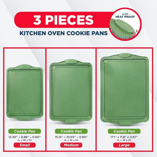 Bakkenamster BAKKEN Kitchen Baking Pan Set, Oven Safe, Up To 450 Deg F, 3PK - BKBSMARRED3