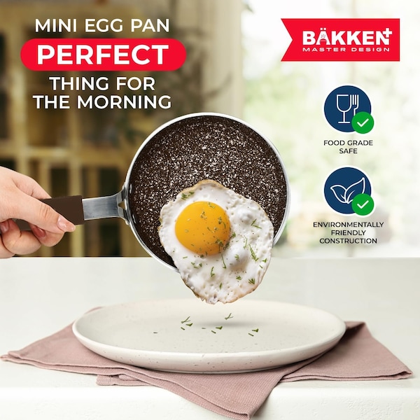 Bakken- Swiss 2-Piece Mini Pan Set, 5.5 in. Non-Stick Egg Pan with Kitchen Spatula, Heat-Resistant Up To 400 DegF - BKCWMIN99