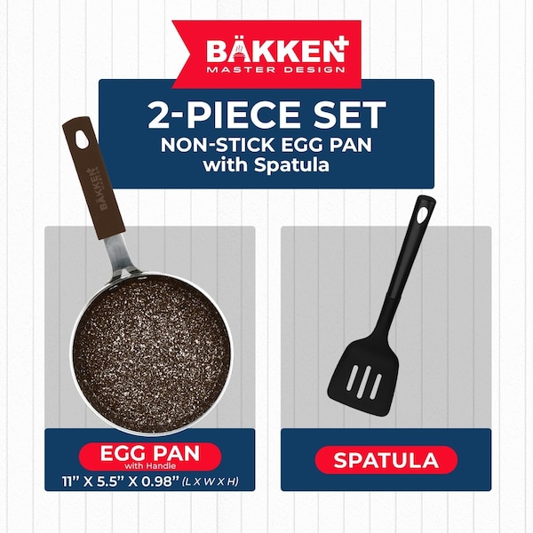 Bakken- Swiss 2-Piece Mini Pan Set, 5.5 in. Non-Stick Egg Pan with Kitchen Spatula, Heat-Resistant Up To 400 DegF - BKCWMIN99