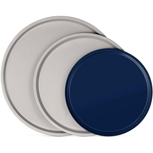 Bakken-Swiss BAKKENMASTER 3-Piece Swiss Pizza Tray Set, Non-Stick Ceramic Coating, Dishwasher Safe Bakeware - BKPIZ3P77