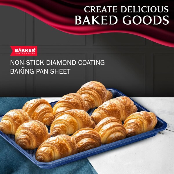 Bakken- Swiss BAKKEN Kitchen Nonstick Cookie Sheet, 13.58in. x 9.65in., PFOA-Free, Oven Safe, 450 DegF, Blue - BKDD1P54