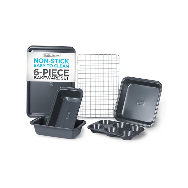 Black & Decker 6-Piece Carbon Steel Bakeware Set, 0.4mm Carbon Steel Baking Pans Set - BDK401B