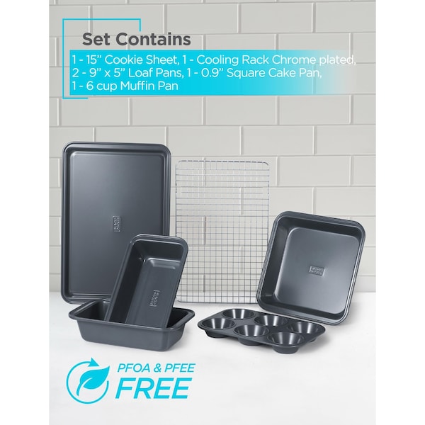 Black & Decker 6-Piece Carbon Steel Bakeware Set, 0.4mm Carbon Steel Baking Pans Set - BDK401B