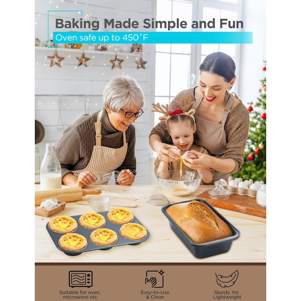 Black & Decker 6-Piece Carbon Steel Bakeware Set, 0.4mm Carbon Steel Baking Pans Set - BDK401B