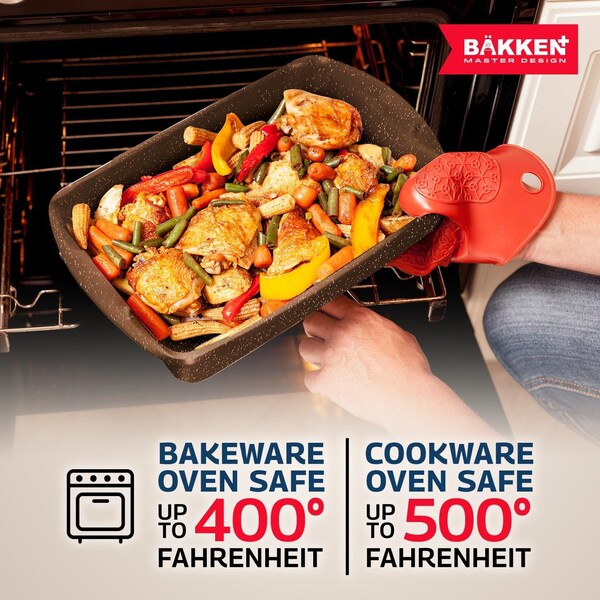 Bakkenmaster Bakken Master 38 Piece Granite Cookware and Bakeware Set, Nonstick Granite Coating - BKCWSTK38BRN