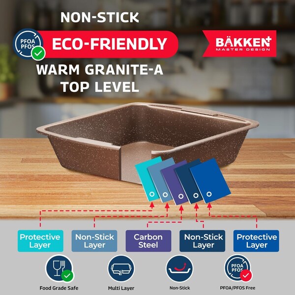 Bakkenmaster Bakken Master 38 Piece Granite Cookware and Bakeware Set, Nonstick Granite Coating - BKCWSTK38BRN