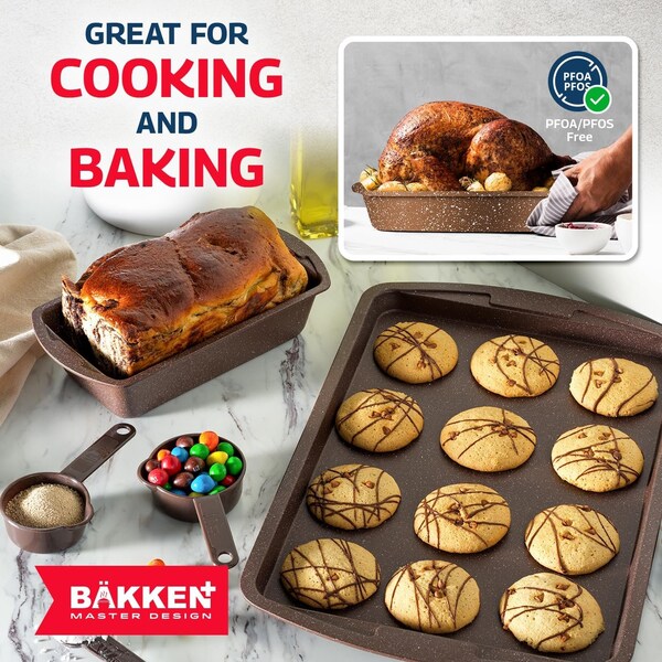 Bakkenmaster Bakken Master 38 Piece Granite Cookware and Bakeware Set, Nonstick Granite Coating - BKCWSTK38BRN