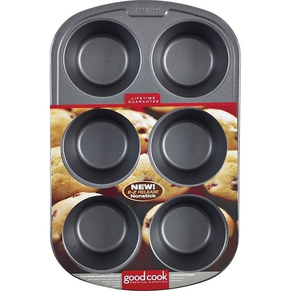 Goodcook 0 Muffin Pan, Round Impressions, Steel, 6Compartment, Dishwasher Safe Yes, 1612 in L, 10 in W - 4033