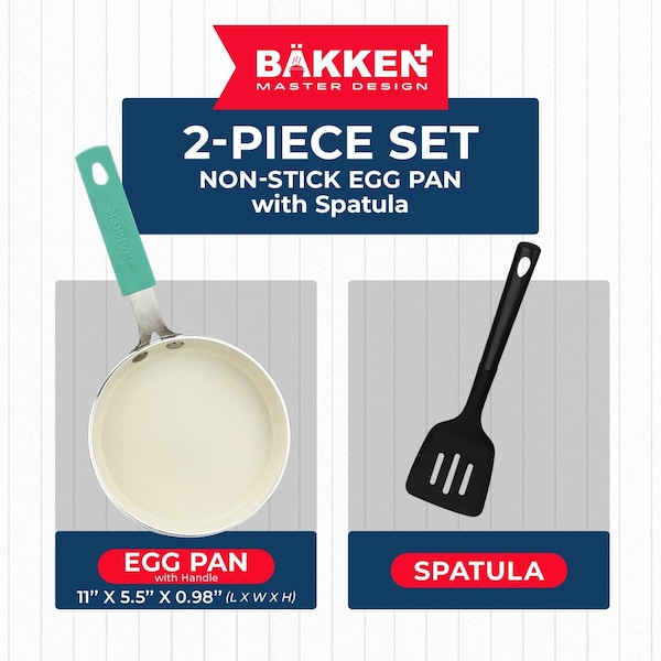 Bakken- Swiss 2-Piece Mini Pan Set, 5.5 in. Non-Stick Egg Pan with Kitchen Spatula, Heat-Resistant Up To 400 DegF - BKCWMIN66