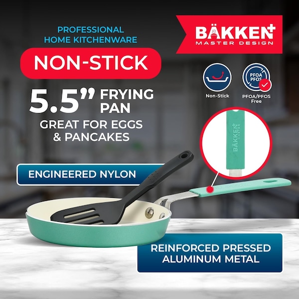 Bakken- Swiss 2-Piece Mini Pan Set, 5.5 in. Non-Stick Egg Pan with Kitchen Spatula, Heat-Resistant Up To 400 DegF - BKCWMIN66