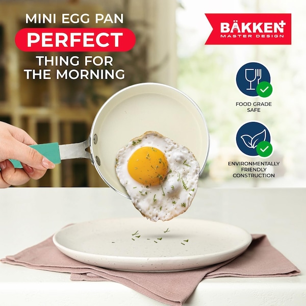 Bakken- Swiss 2-Piece Mini Pan Set, 5.5 in. Non-Stick Egg Pan with Kitchen Spatula, Heat-Resistant Up To 400 DegF - BKCWMIN66