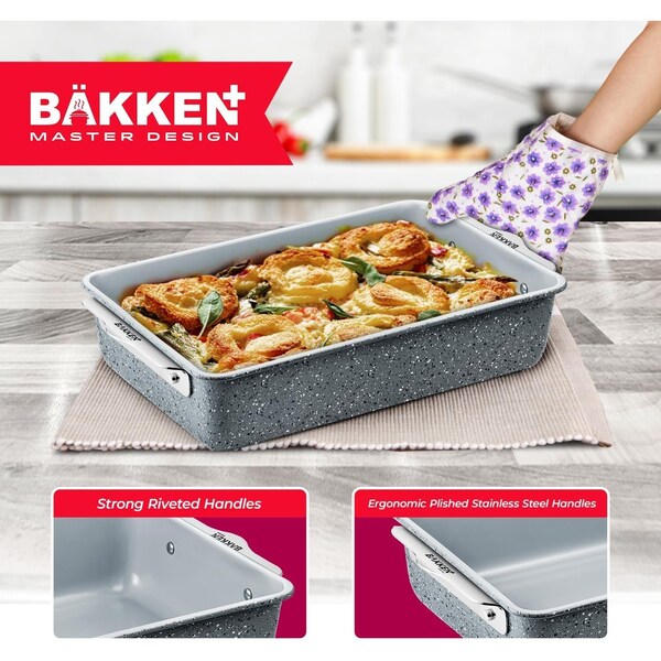 Bakken-Swiss Bakken 8-Piece Stackable Bakeware Set, Ceramic Non-Stick, PTFE, PFOA and PFOS Free, Oven-Safe - BKCRSTBKMAR