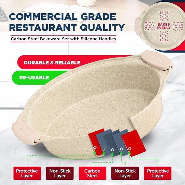 Bakkenamster BAKKEN Kitchen Oven Baking Pans, Oven Safe, 450 Deg F, 10PK - BKBSMARWHT10