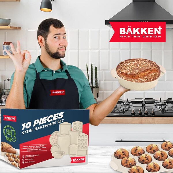 Bakkenamster BAKKEN Kitchen Oven Baking Pans, Oven Safe, 450 Deg F, 10PK - BKBSMARWHT10