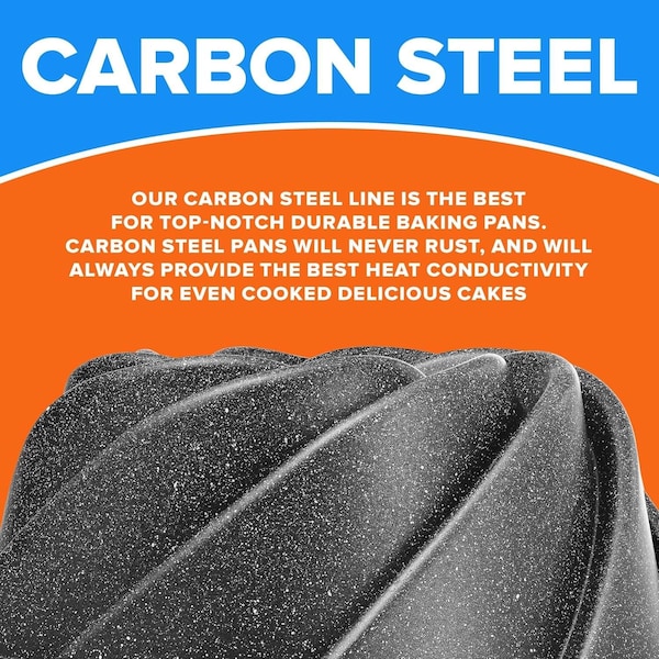 Emporio Kitchen Baking Pan Two-Layered Nonstick Gray Marble Coating Al. Fluted Cake Pans Oven Safe Up To 450 DegF - EMPKBTP127