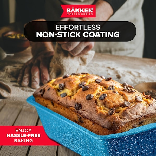 Bakken- Swiss Bakken Kitchen Baking Pan Nonstick Blue Marble Coating, Commercial Grade Carbon Steel Bakeware Sets - BAKDIEBLUE