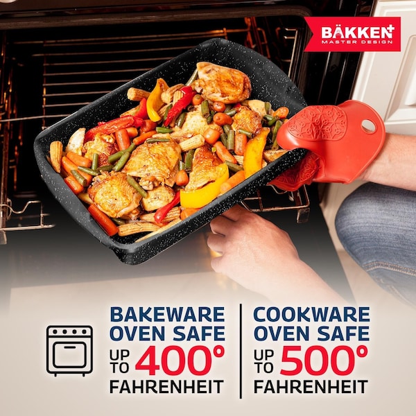 Bakkenmaster Bakken Master 38 Piece Granite Cookware and Bakeware Set, Nonstick Granite Coating - BKCWSTK38MARB