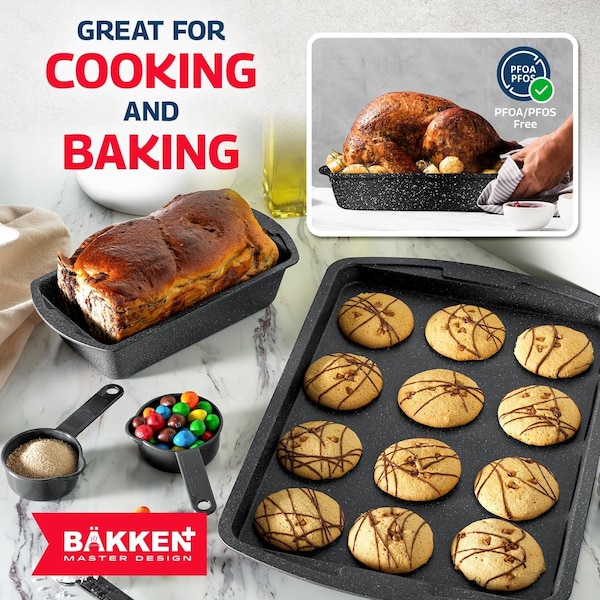 Bakkenmaster Bakken Master 38 Piece Granite Cookware and Bakeware Set, Nonstick Granite Coating - BKCWSTK38MARB