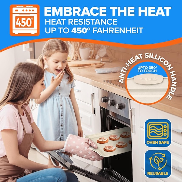 Emporio Kitchen Baking Pan Set, Oven Safe Tray, Up To 450 Deg F, White, 3PK - EMPKW33H