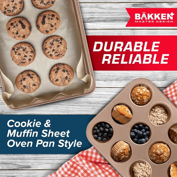 Bakken- Swiss BAKKEN 10-Piece Nonstick Bakeware Set, Carbon Steel, Stackable, PFOA-Free, Brown - BK10SBRW10