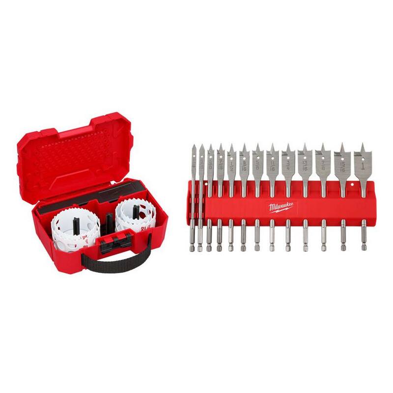 Juego de sierra perforadora bimetálica Milwaukee Hole Dozer con juego de brocas de pala para madera de alta velocidad (20 piezas) - 49-22-4038-48-27-1520.