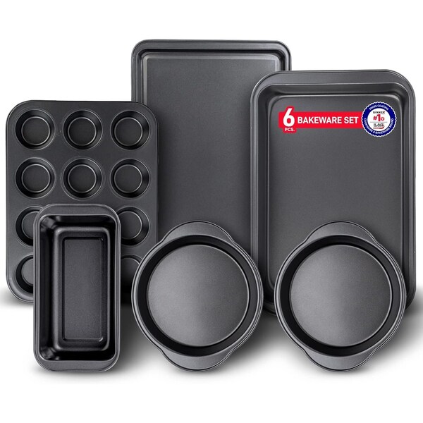 Bakken-Swiss 6-Piece Baking Set, Non-Stick Black Coating, Carbon Steel, PFOA, PFOS, PTFE Free by Bakken - BK6PCSET