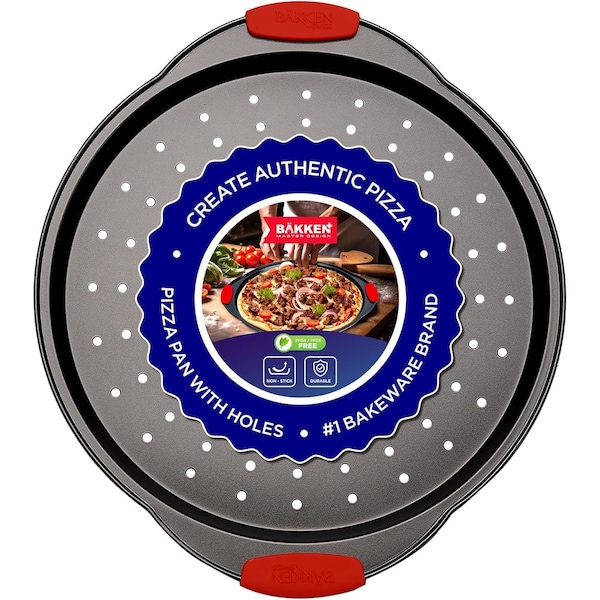 Bakkenmaster Pizza Tray, Carbon Steel with Holes, Non-Stick Coating, PFOA, PFOS, PTFE Free, Bakken - BAKPIZA11