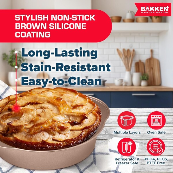 Bakken- Swiss BAKKEN 6-Piece Nonstick Bakeware Set, Carbon Steel, Stackable, PFOA-Free, Brown - BK6PCBRW66