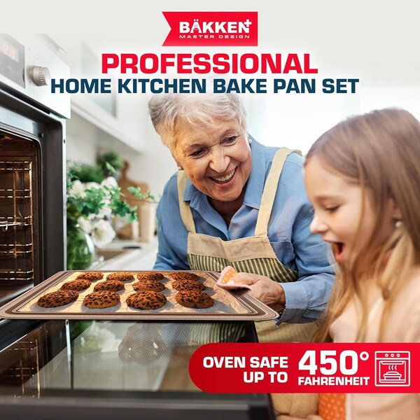 Bakken- Swiss BAKKEN 6-Piece Nonstick Bakeware Set, Carbon Steel, Stackable, PFOA-Free, Brown - BK6PCBRW66