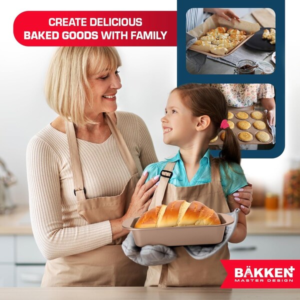 Bakken- Swiss BAKKEN 6-Piece Nonstick Bakeware Set, Carbon Steel, Stackable, PFOA-Free, Brown - BK6PCBRW66
