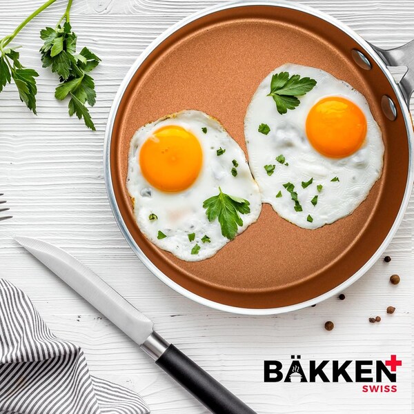 Bakken-Swiss Mini Nonstick Egg and Omelet Pan, Eco-Friendly, Copper, Dishwasher Safe, 2PK - BKCWMIN33