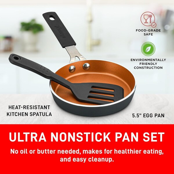 Bakken-Swiss Mini Nonstick Egg and Omelet Pan, Eco-Friendly, Copper, Dishwasher Safe, 2PK - BKCWMIN33
