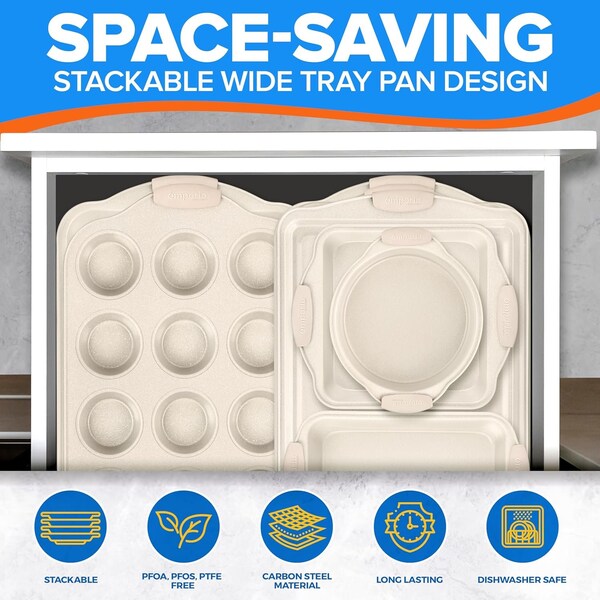 Emporio Kitchen Baking Pan Set, Oven Safe Tray, Up To 450 Deg F, White, 25PK - EMPKW25HH