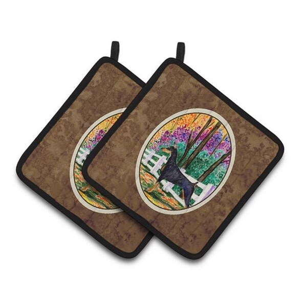 Carolines Treasures Doberman Pair of Pot Holders, 7.5 x 3 x 7.5 in. - SS8428PTHD