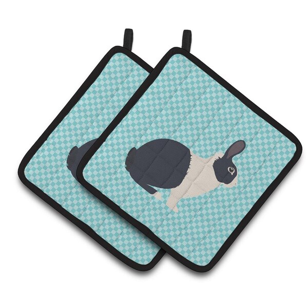 Carolines Treasures Dutch Rabbit Blue Check Pair of Pot Holders - BB8132PTHD