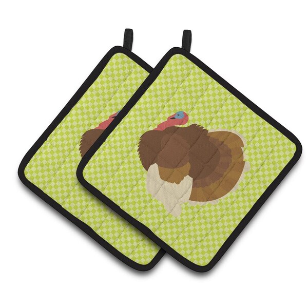 Carolines Treasures French Turkey Dindon Green Pair of Pot Holders - BB7816PTHD
