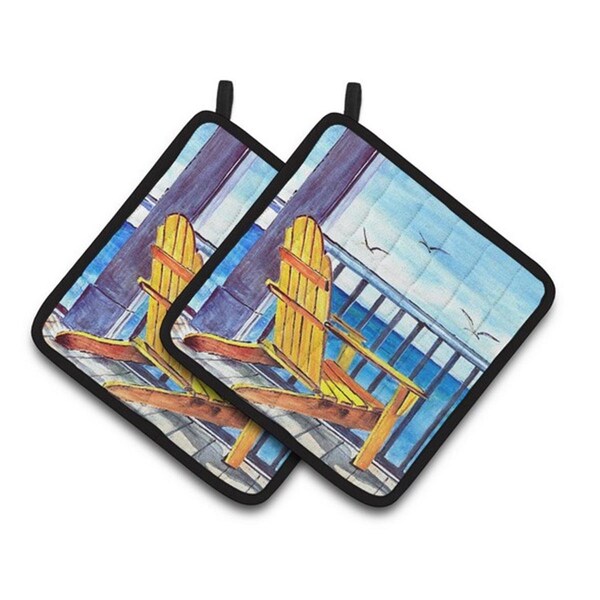 Carolines Treasures Yellow Adirondack Chair Pair of Pot Holders, 7.5 x 3 x 7.5 in. - 8085-1PTHD