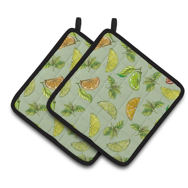 Carolines Treasures Lemons Limes and Orange Pair of Pot Holders - BB5206PTHD