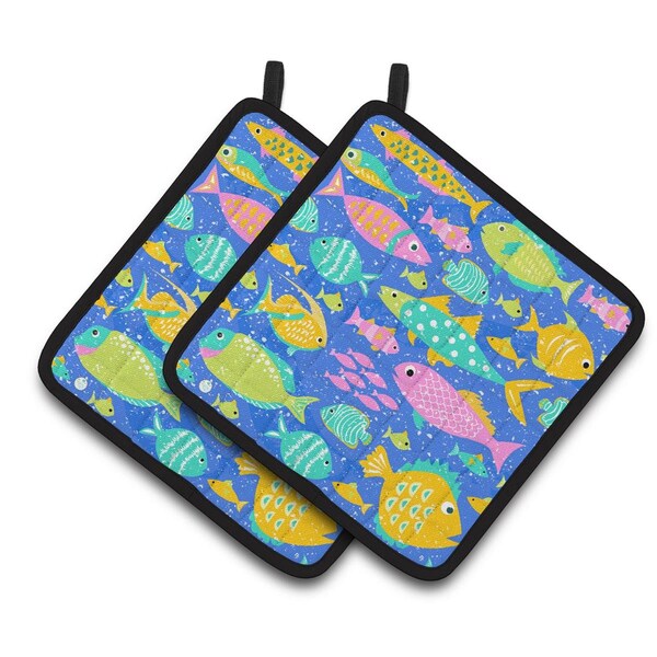 Carolines Treasures Little Colorful Fishes Pair of Pot Holders - VHA3034PTHD