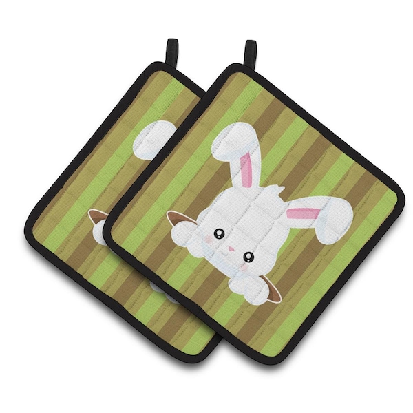 Carolines Treasures Easter Rabbit Hole Pair of Pot Holders - BB6904PTHD