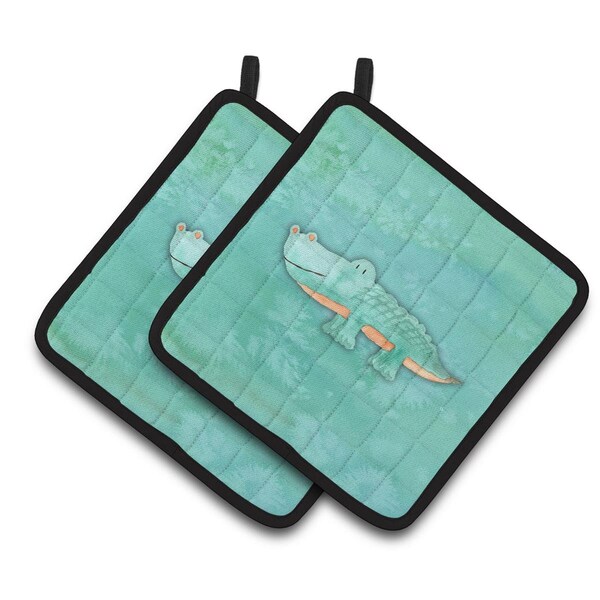 Carolines Treasures Alligator Watercolor Pair of Pot Holders - BB7385PTHD