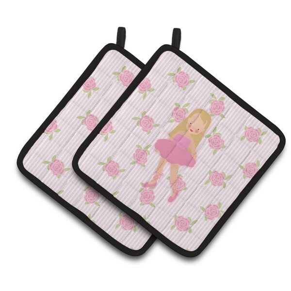 Carolines Treasures Ballerina Long Haired Blonde Pair of Pot Holders - BB5185PTHD