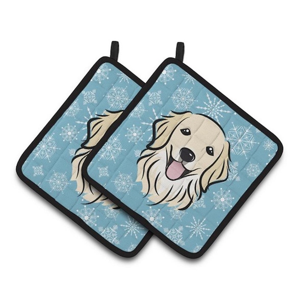 Carolines Treasures Snowflake Golden Retriever Pair of Pot Holders, 7.5 x 3 x 7.5 in. - BB1639PTHD