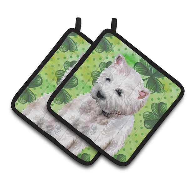 Carolines Treasures Westie St.Patricks Pair of Pot Holders - BB9875PTHD