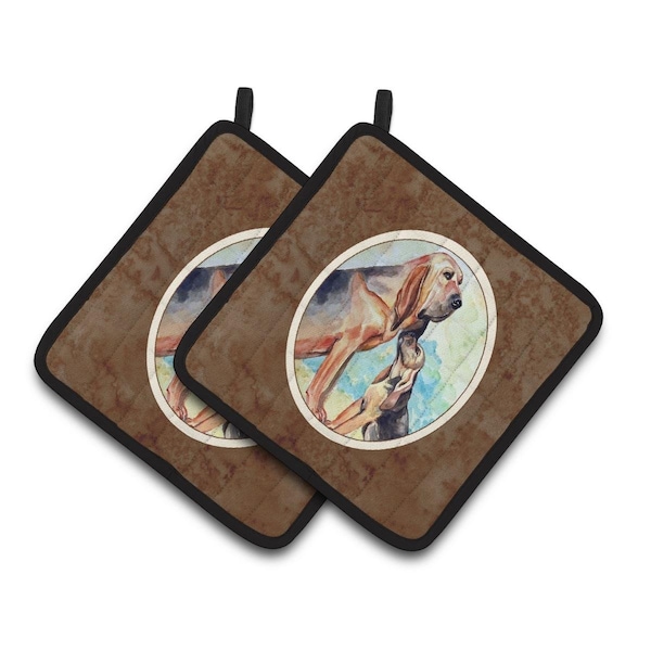 Carolines Treasures Bloodhound Mommas Love Pair of Pot Holders - 7014PTHD