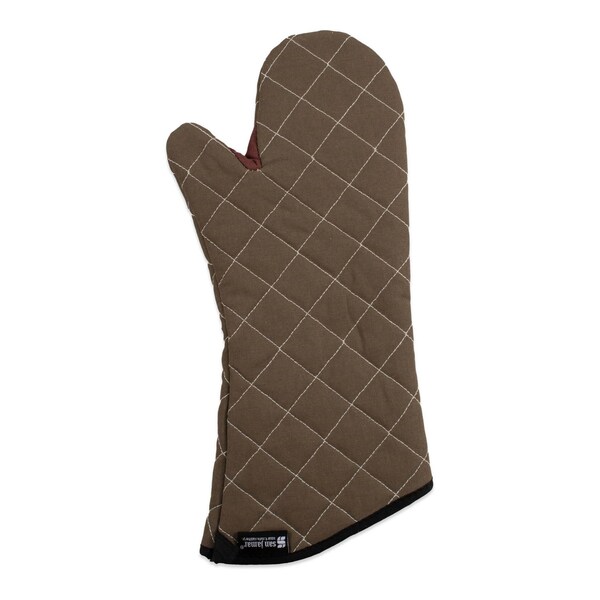 San Jamar Bestguard Oven Mitt, 17 in., WebGuard Plus Fabric, Tan, Pair - 800FG17