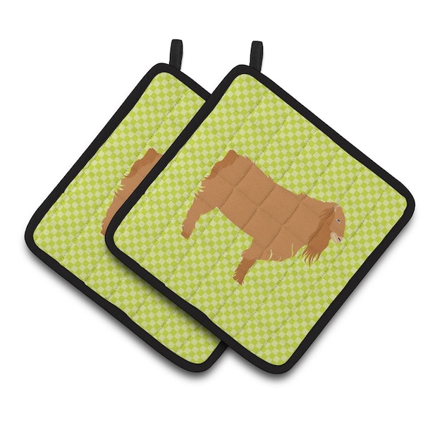 Carolines Treasures American Lamancha Goat Green Pair of Pot Holders - BB7711PTHD