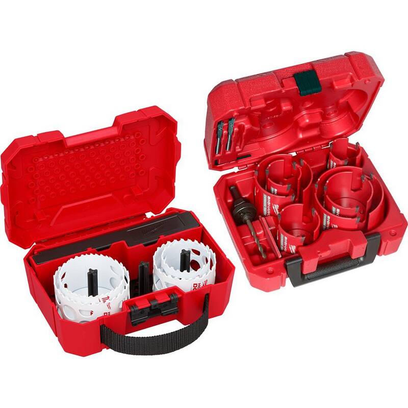 Juego de sierras perforadoras bimetálicas Hole Dozer de Milwaukee con juego de sierras perforadoras de carburo BIG HAWG (17 piezas) - 49-22-4038-49-56-9290.