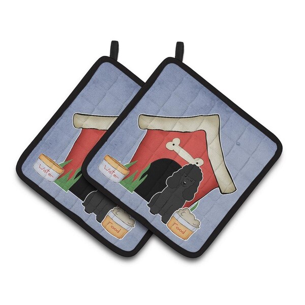 Carolines Treasures Dog House Collection Poodle Black Pair of Pot Holders - BB2825PTHD